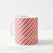 Cute Red Candy Cane Stripes Kerstkerstkerstkerstfa Koffiemok (Voorkant links)