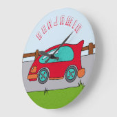 Cute Red Car Road Boy Name Nursery Grote Klok (Hoek)
