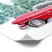 Cute, , Red Car, Snowman, Kerstmis Poster (Hoek)