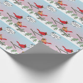 Cute Red Cardinaal Singing Merry Kerstmis Cadeaupapier (Hoek)
