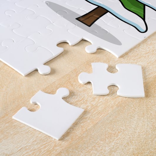 Cute Red Cardinaal Singing Merry Kerstmis Legpuzzel (Zijkant)