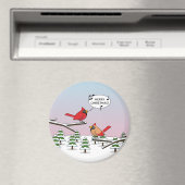 Cute Red Cardinaal Singing Merry Kerstmis Magneet (Insitu (Vaatwasser))