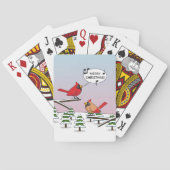 Cute Red Cardinaal Singing Merry Kerstmis Pokerkaarten (Achterkant)