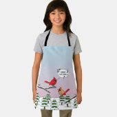 Cute Red Cardinaal Singing Merry Kerstmis Schort (Insitu)