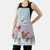 Cute Red Cardinaal Singing Merry Kerstmis Schort (Insitu)