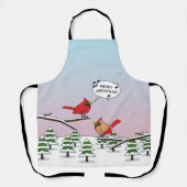 Cute Red Cardinaal Singing Merry Kerstmis Schort (Voorkant)