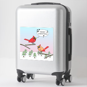 Cute Red Cardinaal Singing Merry Kerstmis Sticker