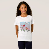 Cute Red Cardinaal Singing Merry Kerstmis T-shirt (Voorkant volledig)