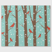 Cute Red Cardinals geperst op wintertreinen Cadeaupapier (Vlak)