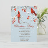 Cute Red Cardinals Tree Sneeuwkerst Kaart (Staand voorkant)