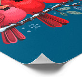 Cute Red Cardinals With Knitted Hats Winter Bird A Poster (Hoek)