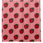 Cute Red Cartoon aardbeien voor vegetariërs Douchegordijn (Voorkant)