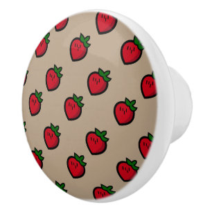 Cute Red Cartoon aardbeien voor vegetariërs Keramische Knop
