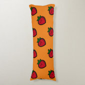 Cute Red Cartoon aardbeien voor vegetariërs Lichaamskussen (Voorkant Verticaal)