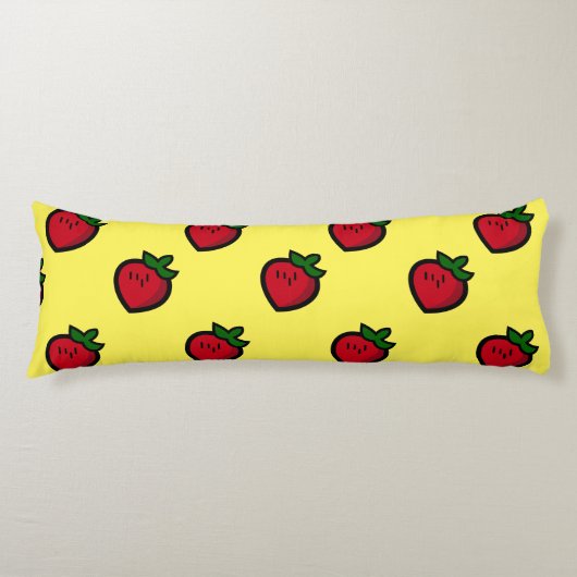 Cute Red Cartoon aardbeien voor vegetariërs Lichaamskussen (Voorkant)