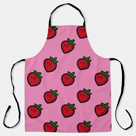 Cute Red Cartoon aardbeien voor vegetariërs Schort (Voorkant)
