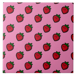 Cute Red Cartoon aardbeien voor vegetariërs Tegeltje