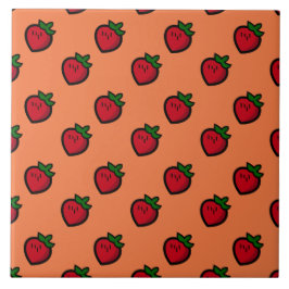 Cute Red Cartoon aardbeien voor vegetariërs Tegeltje