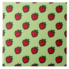 Cute Red Cartoon aardbeien voor vegetariërs Tegeltje