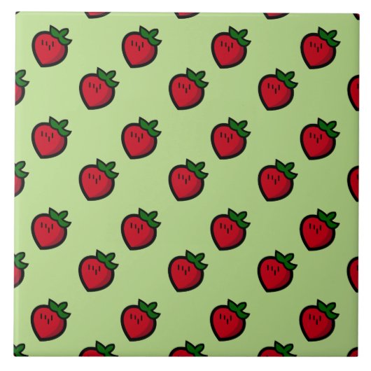 Cute Red Cartoon aardbeien voor vegetariërs Tegeltje (Voorkant)