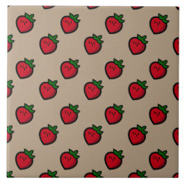 Cute Red Cartoon aardbeien voor vegetariërs Tegeltje