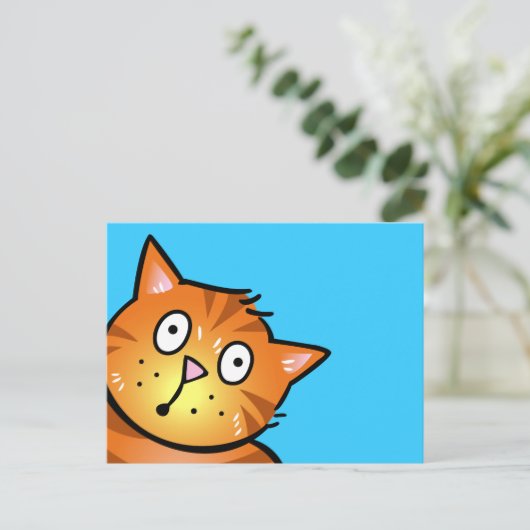 Cute Red Cartoon Cat - Briefkaart (Staand voorkant)