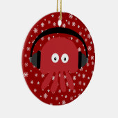 Cute Red Cartoon DJ Jellyfish & Snowflakes Keramisch Ornament (Rechts)