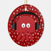 Cute Red Cartoon DJ Jellyfish & Snowflakes Keramisch Ornament (Links)