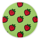 Cute Red Cartoon Strawberries for Vegetarians Keramische Knop (Voorkant)