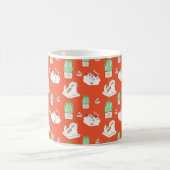 Cute Red Cat en Grass Pattern | Dat katteleven Koffiemok (Center)