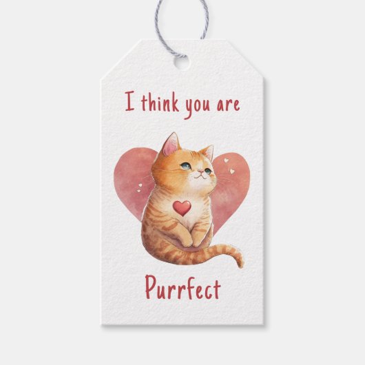 Cute red cat love pun leuke Valentijn Cadeaulabel (Voorkant)