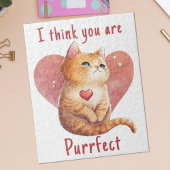 Cute red cat love pun leuke Valentijn Legpuzzel
