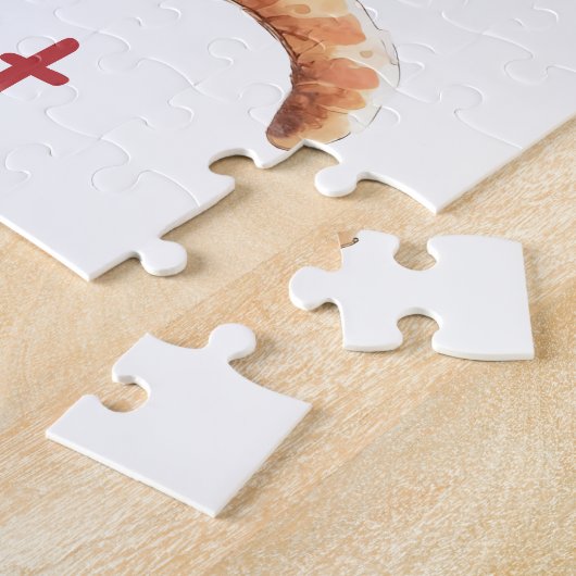 Cute red cat love pun leuke Valentijn Legpuzzel (Zijkant)