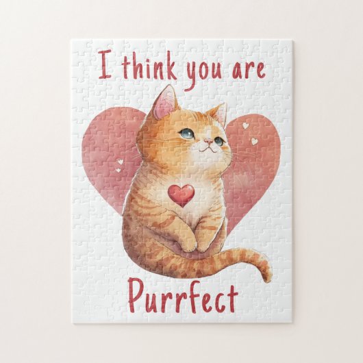 Cute red cat love pun leuke Valentijn Legpuzzel (Verticaal)