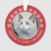 Cute Red Cat Paw Drukt Lijst kerstmis Ornament (voorkant)