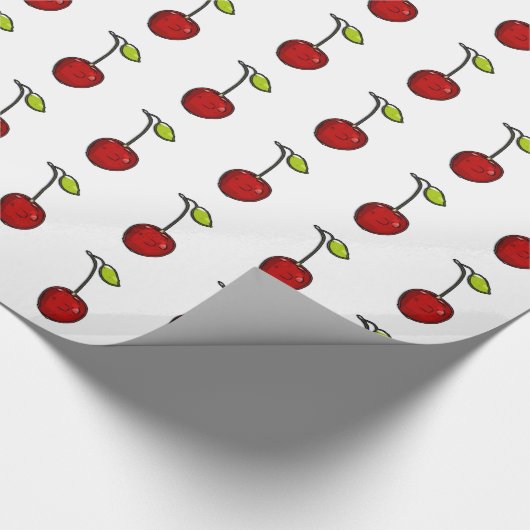 Cute Red Cherries Gift Wrap Cadeaupapier (Hoek)