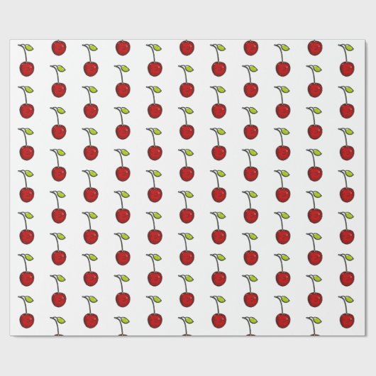 Cute Red Cherries Gift Wrap Cadeaupapier (Vlak)