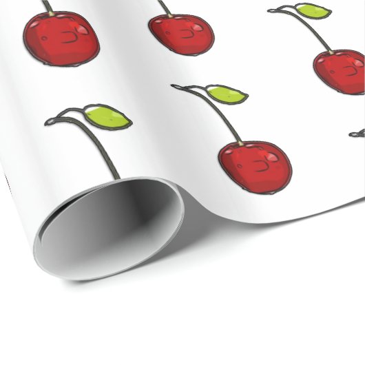 Cute Red Cherries Gift Wrap Cadeaupapier (Rol Hoek)