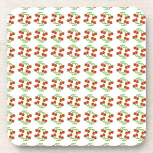 Cute Red Cherries op White Kitschy Pattern Design Onderzetter