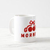 Cute Red Cherry Bow Good Morning Coffee Mug Koffiemok (Voorkant links)