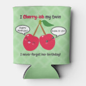 Cute Red Cherry Kawaii Twins Birthday Blikjeskoeler (Voorkant)