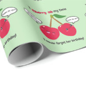 Cute Red Cherry Kawaii Twins Birthday Cadeaupapier (Rol Hoek)