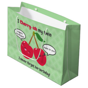 Cute Red Cherry Kawaii Twins Birthday Groot Cadeauzakje