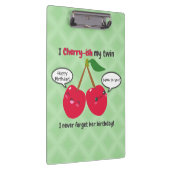 Cute Red Cherry Kawaii Twins Birthday Klembord (Rechts)