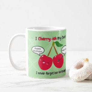 Cute Red Cherry Kawaii Twins Birthday Koffiemok