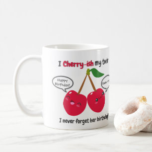 Cute Red Cherry Kawaii Twins Birthday Koffiemok