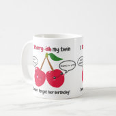 Cute Red Cherry Kawaii Twins Birthday Koffiemok (Voorkant links)
