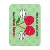Cute Red Cherry Kawaii Twins Birthday Magneet (Verticaal)