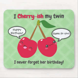 Cute Red Cherry Kawaii Twins Birthday Muismat