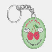 Cute Red Cherry Kawaii Twins Birthday Sleutelhanger (Voorkant Links)